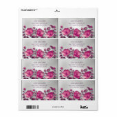 Pink Shiny Metallic Flower Silver Etiket (Full Sheet)