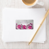 Pink Shiny Metallic Flower Silver Etiket (Insitu)