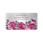Pink Shiny Metallic Flower Silver Etiket (Voorkant)