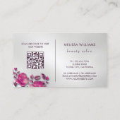 Pink Shiny Metallic Flower Silver Visitekaartje (Achterkant)