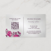 Pink Shiny Metallic Flower Silver Visitekaartje (Achterkant)