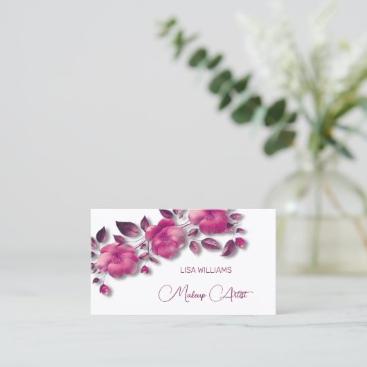 Pink Shiny Metallic Flower  Visitekaartje (Staand voorkant)