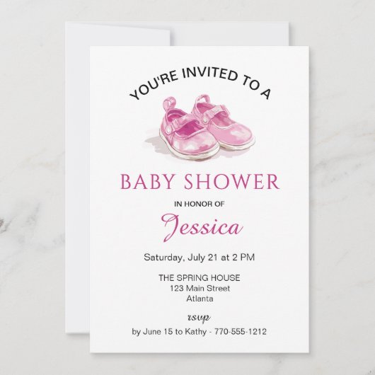 Pink Shoes Baby shower Uitnodiging (Voorkant)