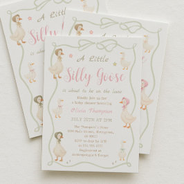 Pink Silly Goose Baby Shower Invitation Kaart