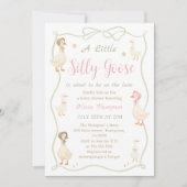 Pink Silly Goose Baby Shower Invitation Kaart (Voorkant)