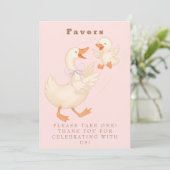 Pink Silly Goose Favor Table Sign  Kaart (Staand voorkant)