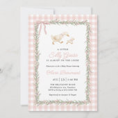 Pink Silly Goose Green Gingham Baby Shower Invite Kaart (Voorkant)
