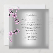 Pink Silver Asian Floral Birthday Party Kaart (Achterkant)