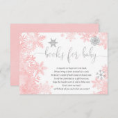 Pink Silver baby shower Book request enc Informatiekaartje (Voorkant / Achterkant)