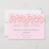 PINK SILVER BALLOON BEWAREN DE DATUM AANKONDIGING (Voorkant)