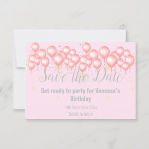 PINK SILVER BALLOON BEWAREN DE DATUM AANKONDIGING