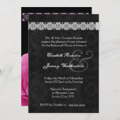 PINK SILVER BLACK Elegant Roos Rehearings Dinner Kaart (Voorkant / Achterkant)