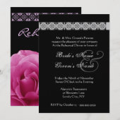 PINK SILVER BLACK Roos repetitie binnenste uitnodi Kaart (Voorkant / Achterkant)