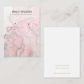 PINK SILVER BLUSH AGATE MARBLE EARRING DISPLAY VISITEKAARTJE (Voorkant / Achterkant)