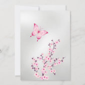 Pink Silver Butterfly | Girl Baby Shower  Kaart (Achterkant)