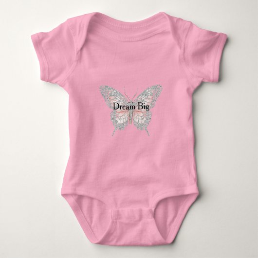 Pink Silver Butterfly Personalized Romper (Voorkant)