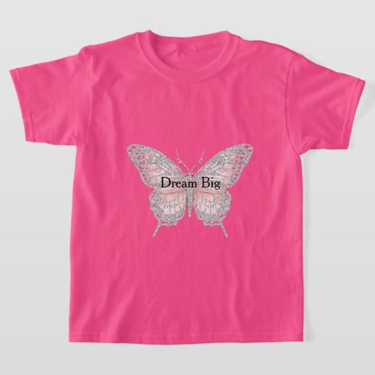 Pink Silver Butterfly Personalized T-shirt (Laagn)