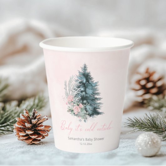 Pink Silver Christmas Baby its cold outside Papieren Bekers