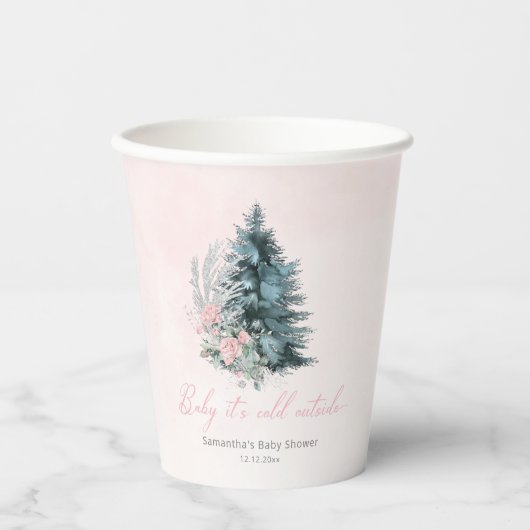 Pink Silver Christmas Baby its cold outside Papieren Bekers (Voorkant)