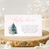 Pink Silver Christmas Baby Shower Display Shower Informatiekaartje