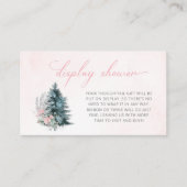 Pink Silver Christmas Baby Shower Display Shower Informatiekaartje (Voorkant)