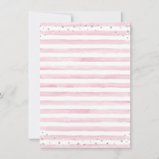 Pink Silver Diamond Unicorn Baby shower Kaart (Achterkant)