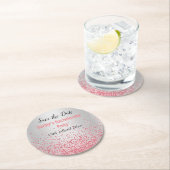 PINK SILVER ELEGANT BEWAAR DE DATUM Bachelorette Ronde Kartonnen Onderzetter (Insitu)