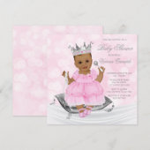 Pink Silver etnische Princess Baby shower Uitnodig Kaart (Voorkant / Achterkant)