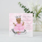 Pink Silver etnische Princess Baby shower Uitnodig Kaart (Staand voorkant)