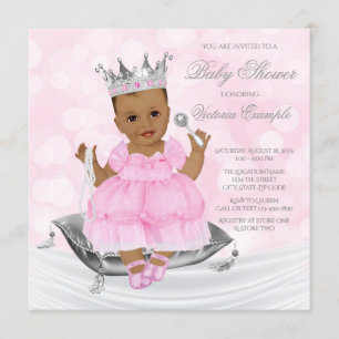 Pink Silver etnische Princess Baby shower Uitnodig Kaart