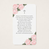 Pink Silver Floral Memorial Funeral Prayer Kaart (Achterkant)