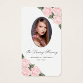 Pink Silver Floral Memorial Funeral Prayer Kaart (Voorkant)