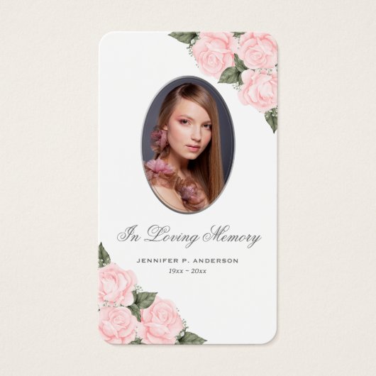 Pink Silver Floral Memorial Funeral Prayer Kaart (Voorkant)