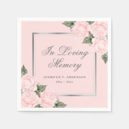 Pink Silver Floral Memorial Funeral Servet