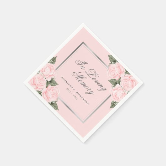Pink Silver Floral Memorial Funeral Servet (Hoek)