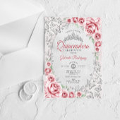 Pink Silver Floral Quinceanera Acryl Uitnodigingen