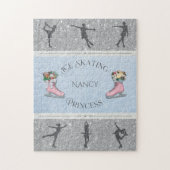 Pink Silver Girls Ice Skating Princess Legpuzzel (Verticaal)