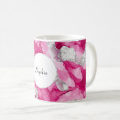 Pink Silver Glam Abstract Koffiemok (Voorkant rechts)