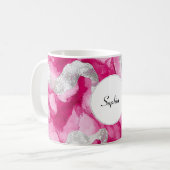 Pink Silver Glam Abstract Koffiemok (Voorkant links)