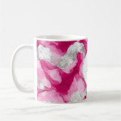 Pink Silver Glam Abstract Koffiemok (Links)