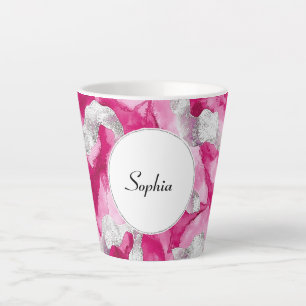 Pink Silver Glam Abstract Latte Mok