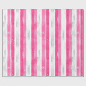 Pink Silver Glam Abstract Stripes Verjaardag Cadeaupapier (Vlak)