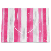 Pink Silver Glam Abstract Stripes Verjaardag Groot Cadeauzakje (Voorkant)