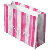 Pink Silver Glam Abstract Stripes Verjaardag Groot Cadeauzakje (Achterkant Gekanteld)