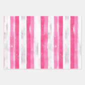 Pink Silver Glam Abstract Stripes Verjaardag Inpakpapier Vel (Voorkant 3)