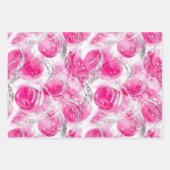 Pink Silver Glam Abstract Stripes Verjaardag Inpakpapier Vel (Voorkant 2)