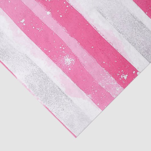Pink Silver Glam Abstract Stripes Verjaardag Tissuepapier (Detail)