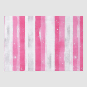 Pink Silver Glam Abstract Stripes Verjaardag Tissuepapier