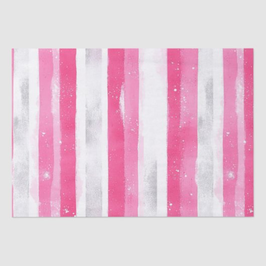 Pink Silver Glam Abstract Stripes Verjaardag Tissuepapier (Voorkant)