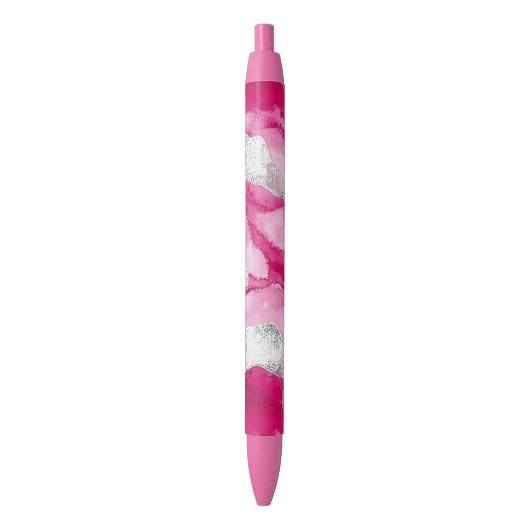 Pink Silver Glam Abstract Zwarte Inkt Pen (Voorkant Verticaal)